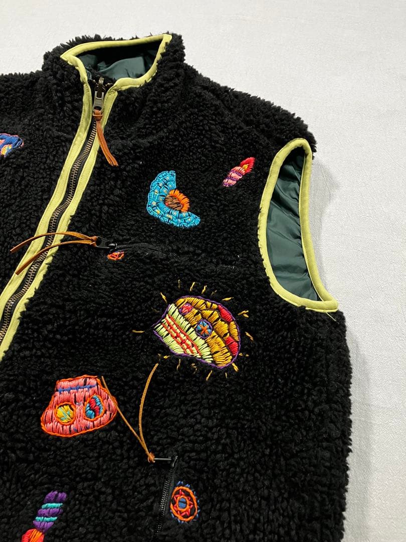 KAPITAL キャピタル リバーシブル ボアフリースベスト ナイロン