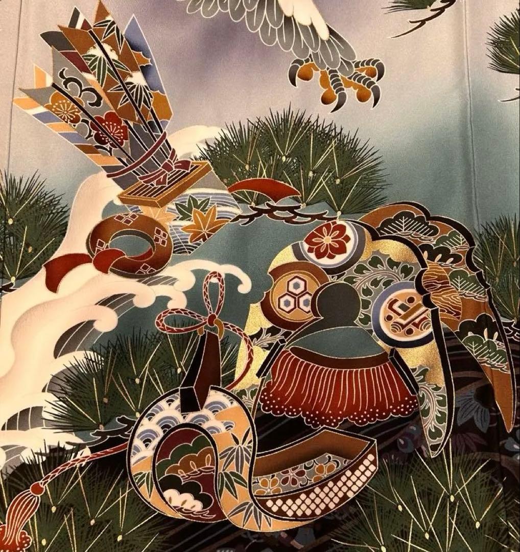 正絹　祝い着　産着　お宮参り　掛け着　袷　男の子　7ー23