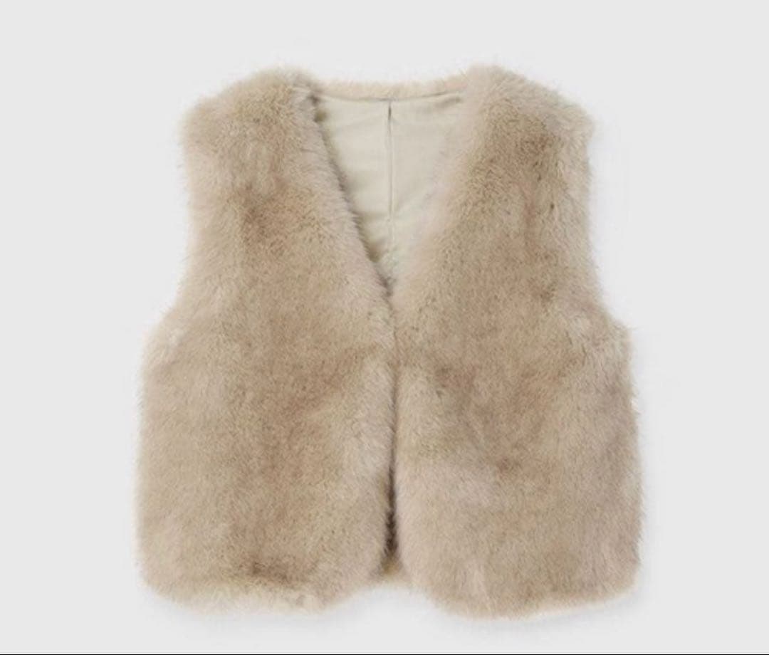 アニュアンス anuansベージュ ファーベスト フリーサイズ 未使用品