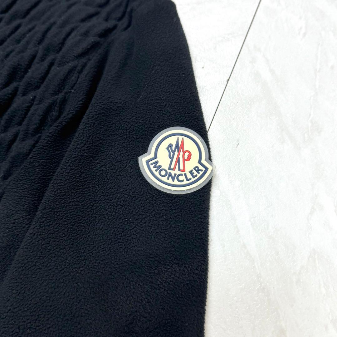 モンクレール ジップ フリース ニット ジャケット ワッペン ハイネック 黒 S