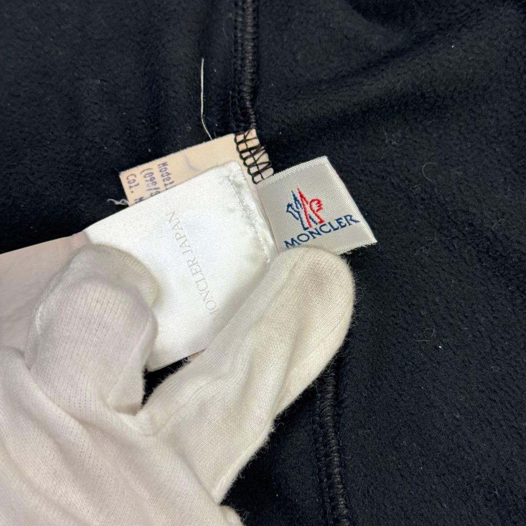 モンクレール ジップ フリース ニット ジャケット ワッペン ハイネック 黒 S