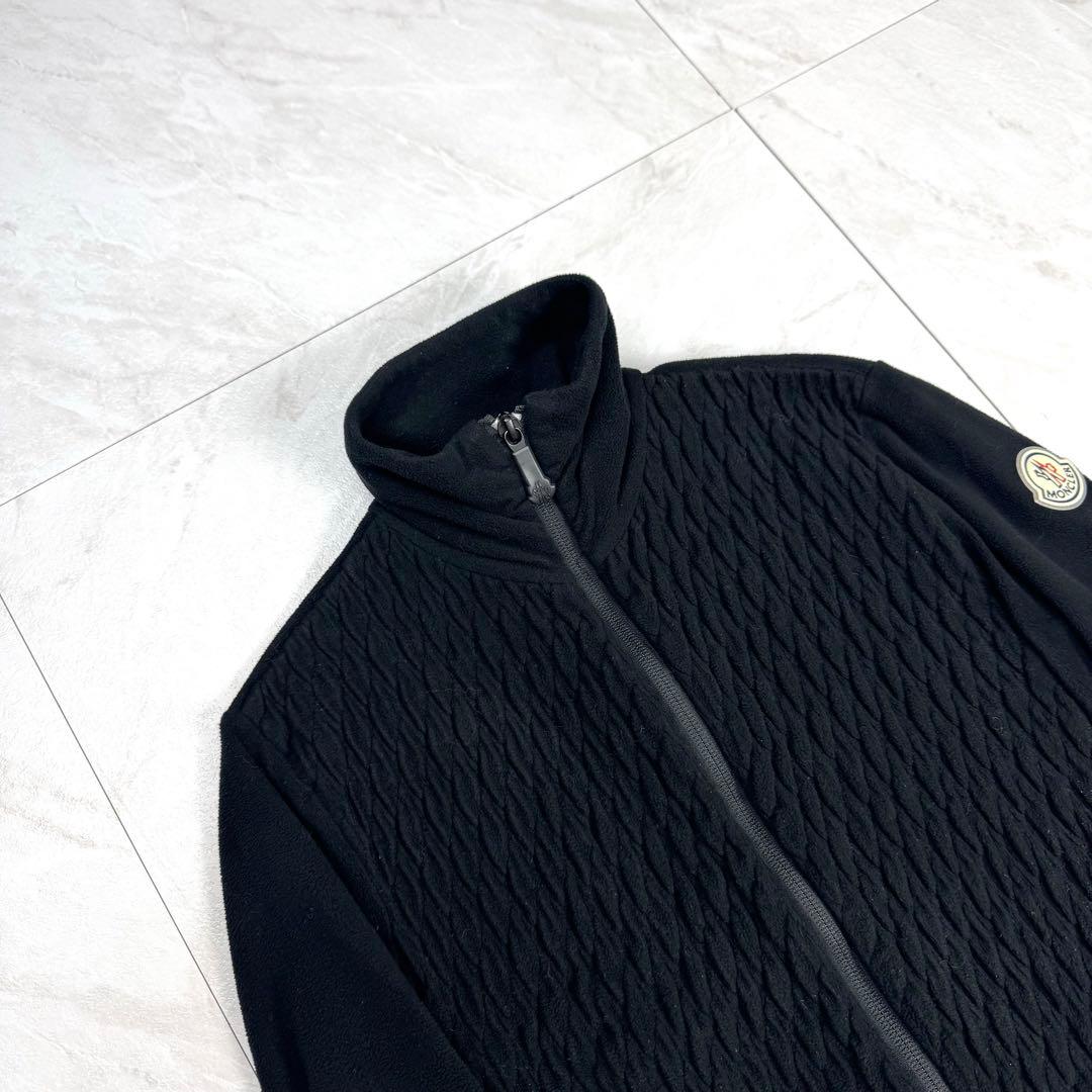 モンクレール ジップ フリース ニット ジャケット ワッペン ハイネック 黒 S