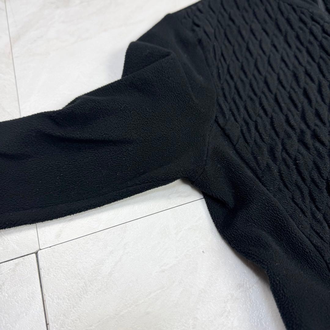 モンクレール ジップ フリース ニット ジャケット ワッペン ハイネック 黒 S