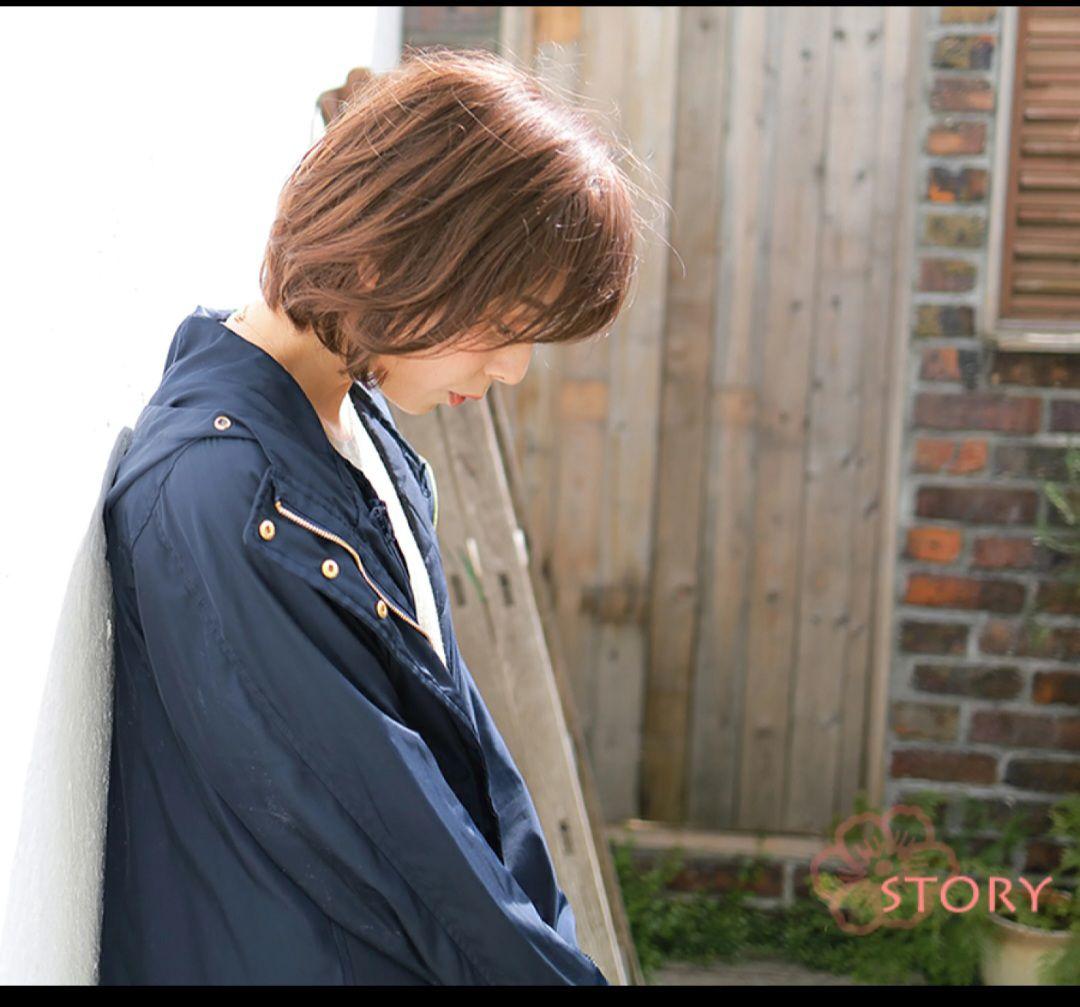 story 医療用フルウィッグ　自然な栗色 ブラシ、2スタンド、80ヘアカバー付