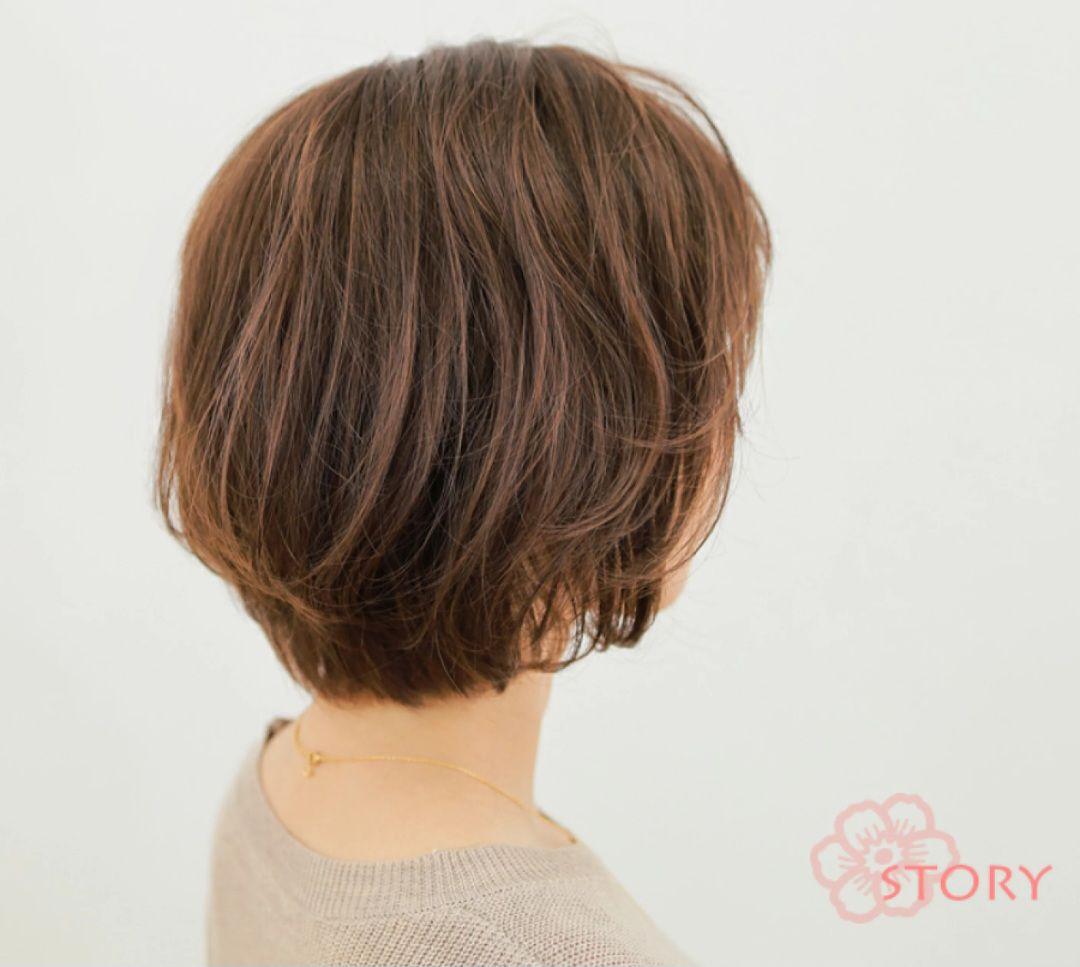 story 医療用フルウィッグ　自然な栗色 ブラシ、2スタンド、80ヘアカバー付