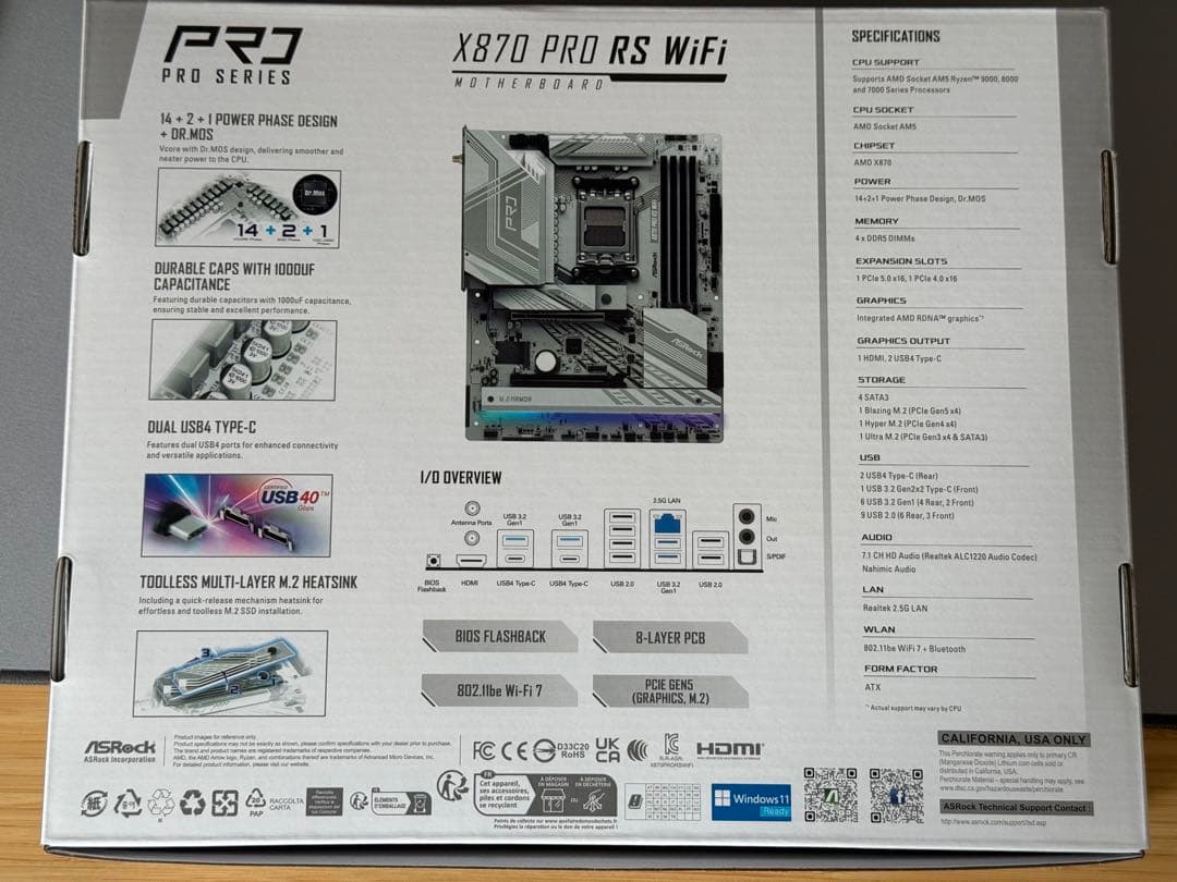 [新品未使用]ASRock X870 PRO RS WiFi マザーボード