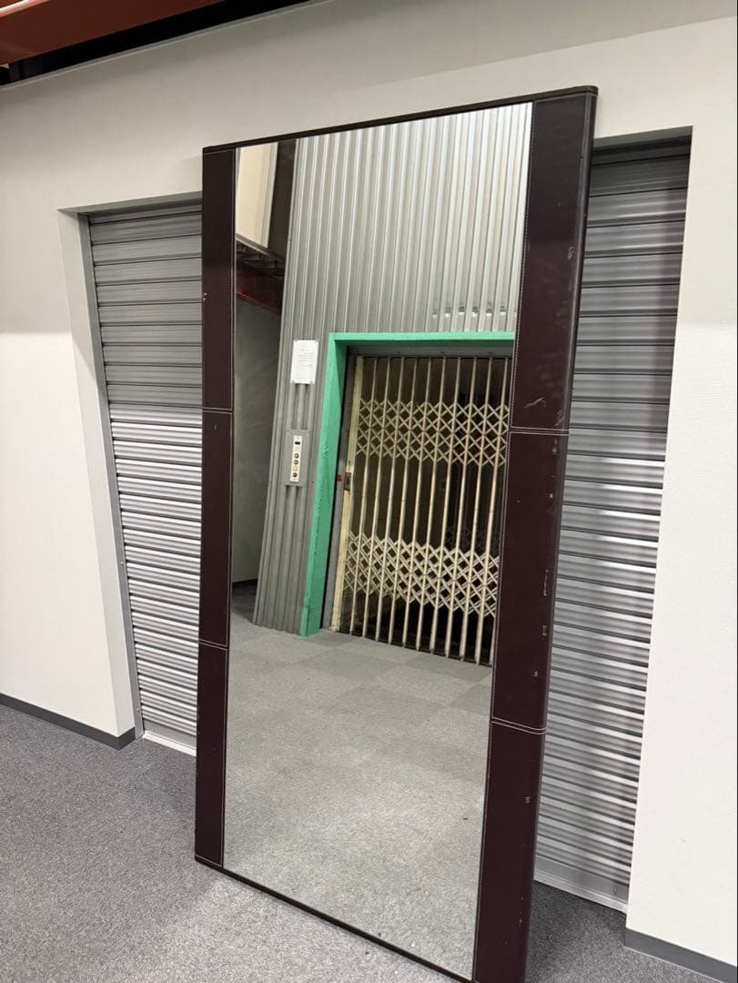 大型ミラー　レザーフレーム　立てかけミラー　インテリア　姿見鏡　全身鏡