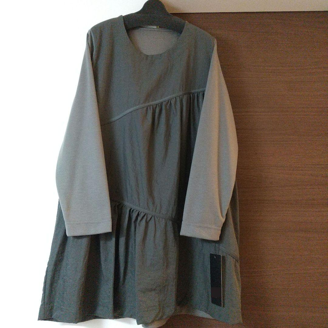 新品 チュニック ワンピース 長袖 秋冬 体型カバー ゆったり フリーサイズ l