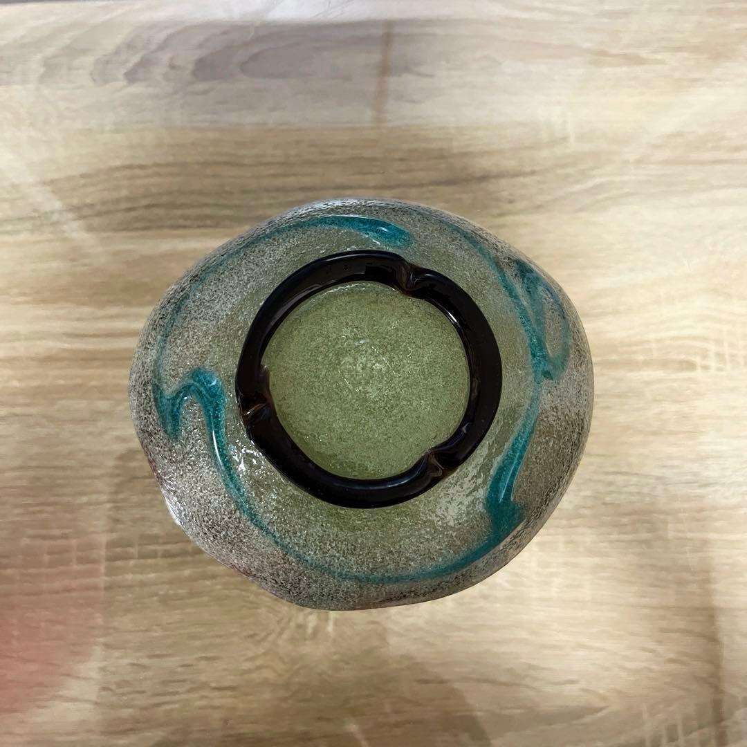 骨董　琉球ガラス　工芸ガラス　現代の名工　稲嶺盛吉　３色泡ガラス　小鉢