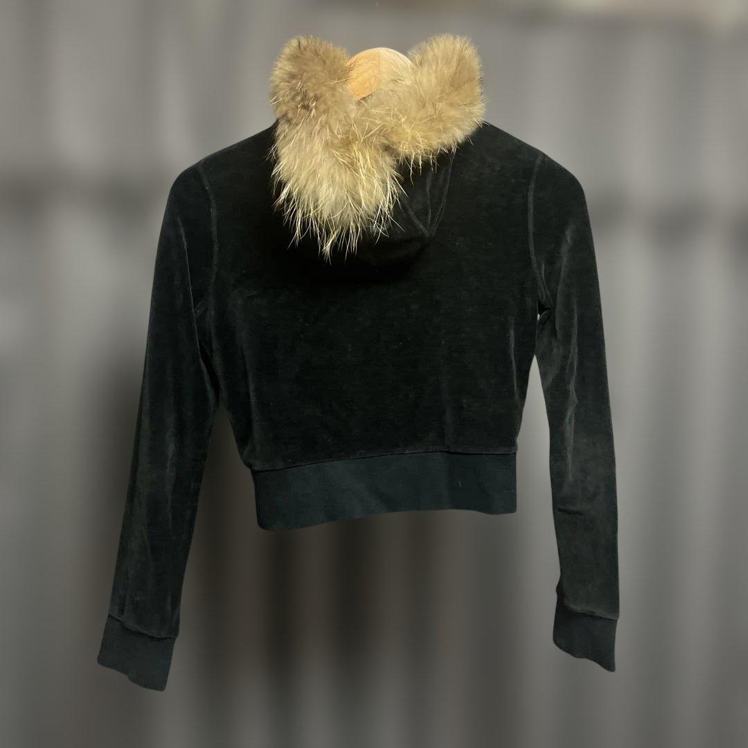 バーバリー　ブルーレーベル ベロア ファー　ジップパーカー　y2k 短丈