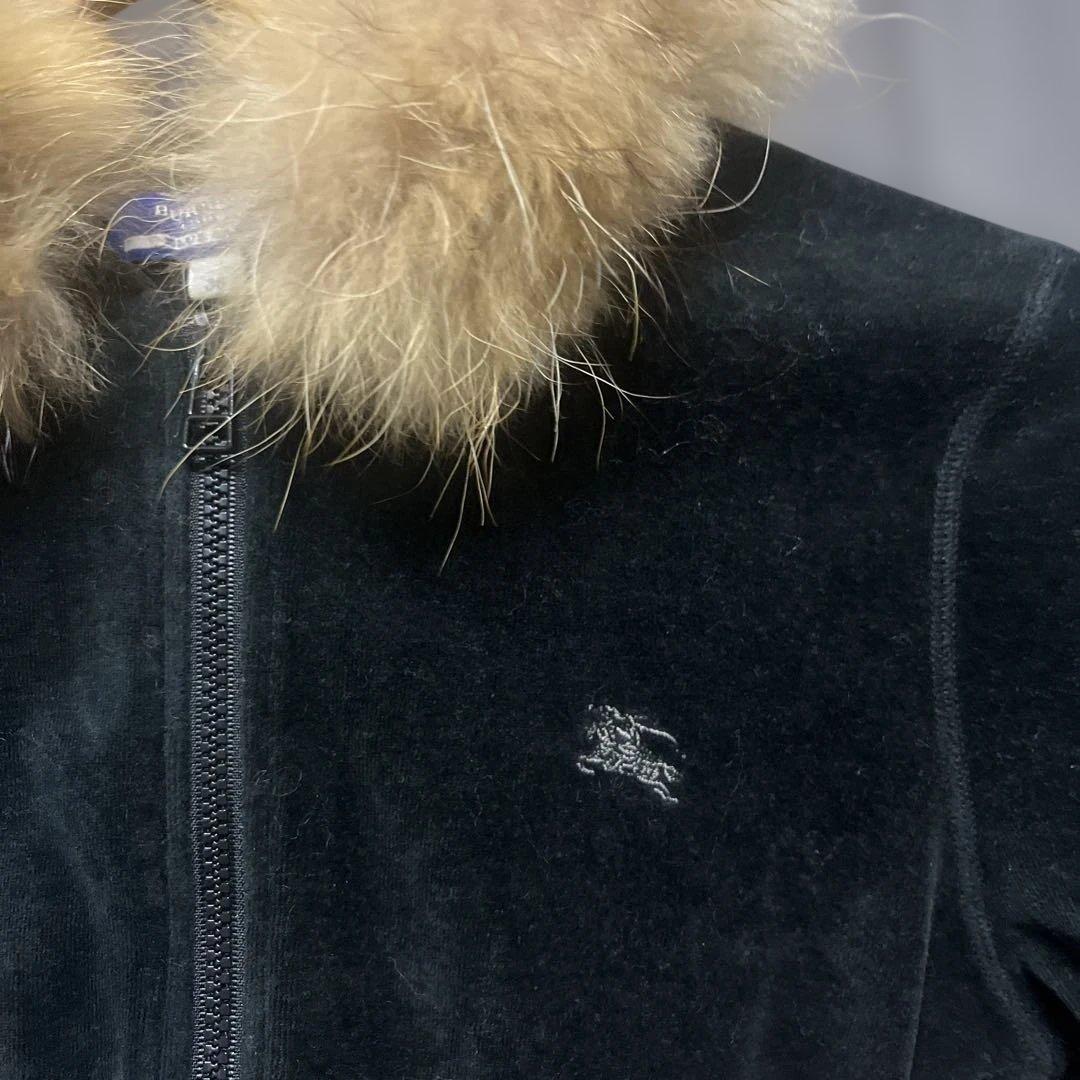 バーバリー　ブルーレーベル ベロア ファー　ジップパーカー　y2k 短丈