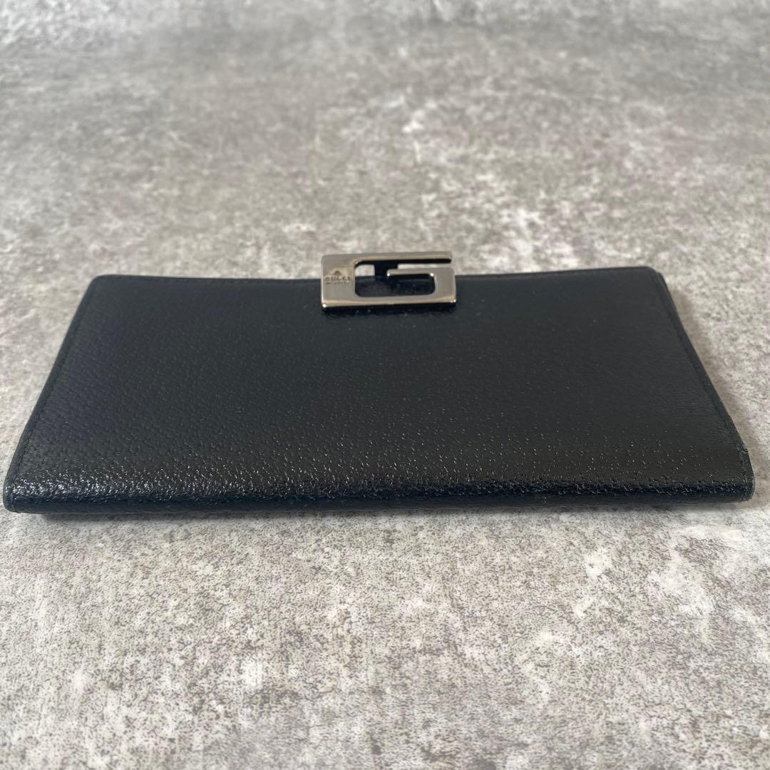 極美品 未使用級　GUCCI グッチ レザー 長財布 ブラック 黒　ロゴ金具