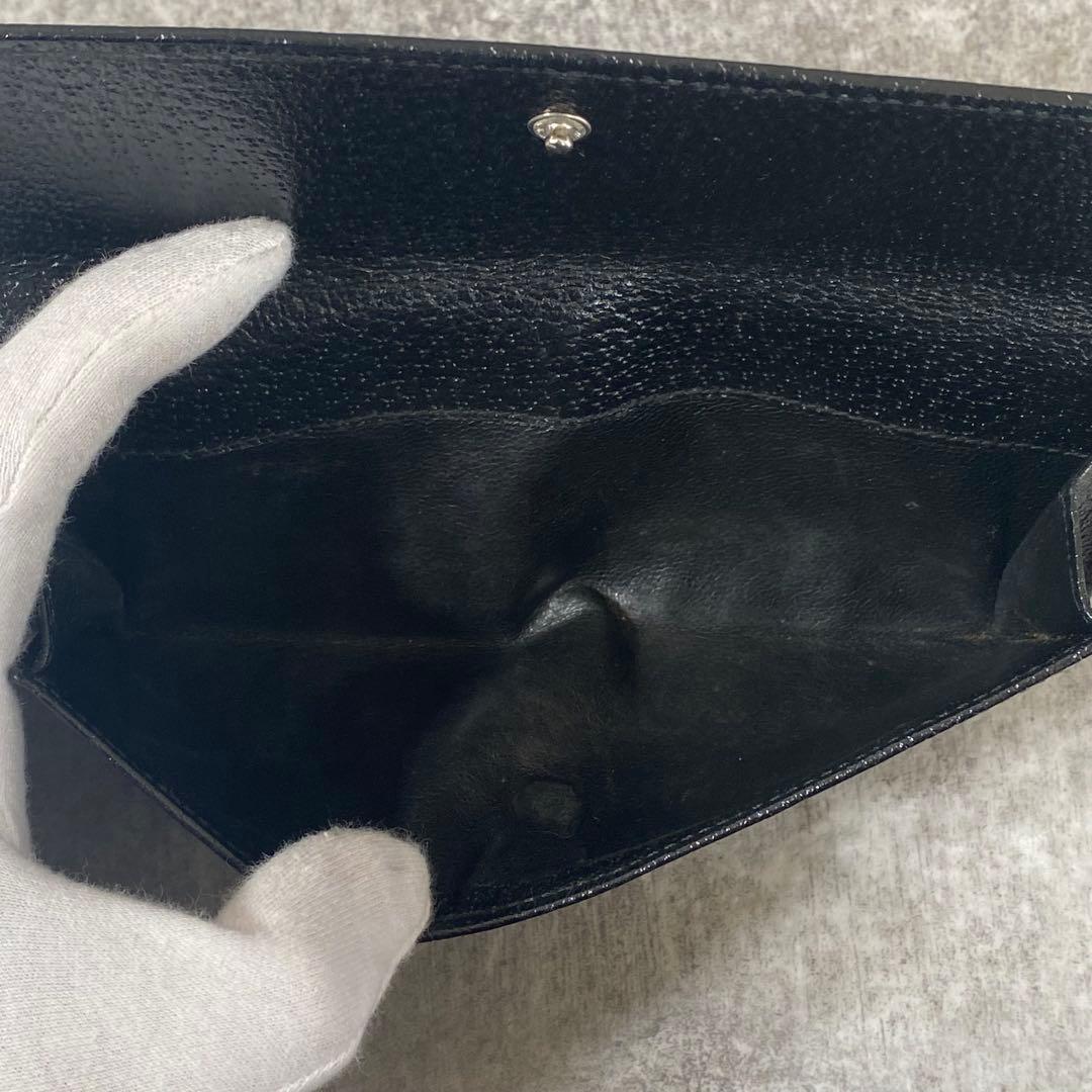 極美品 未使用級　GUCCI グッチ レザー 長財布 ブラック 黒　ロゴ金具