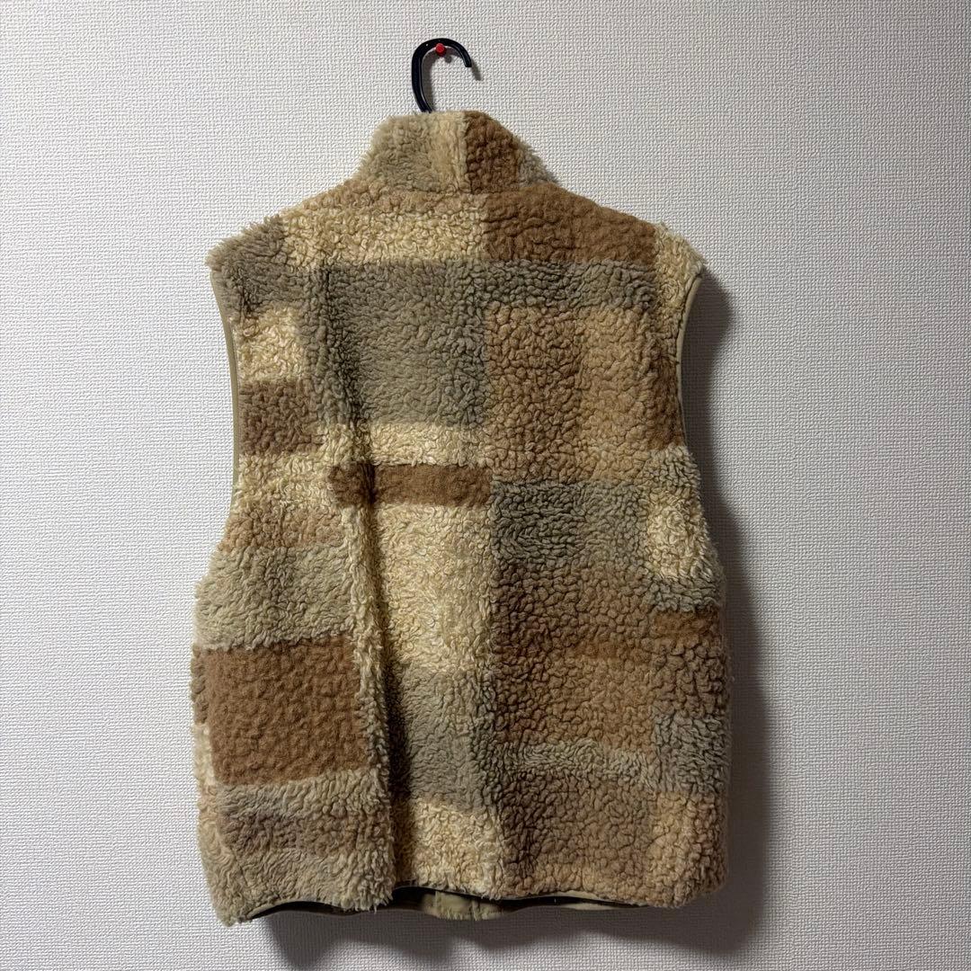 STUSSY ステューシー ボアフリース ベスト ベージュ カラーブロック