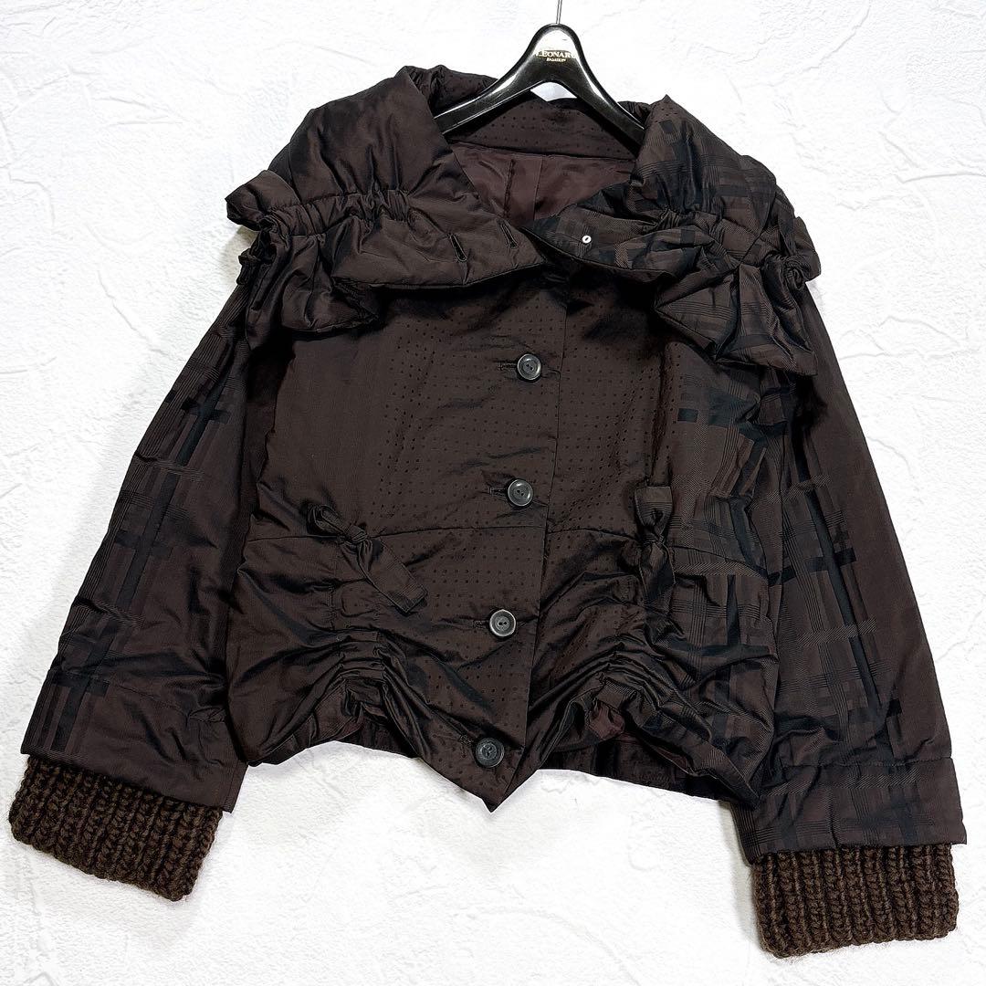 ✨美品✨慈雨　センソユニコ　中綿ジャケット　ニット切替　総柄　ドット　チェック