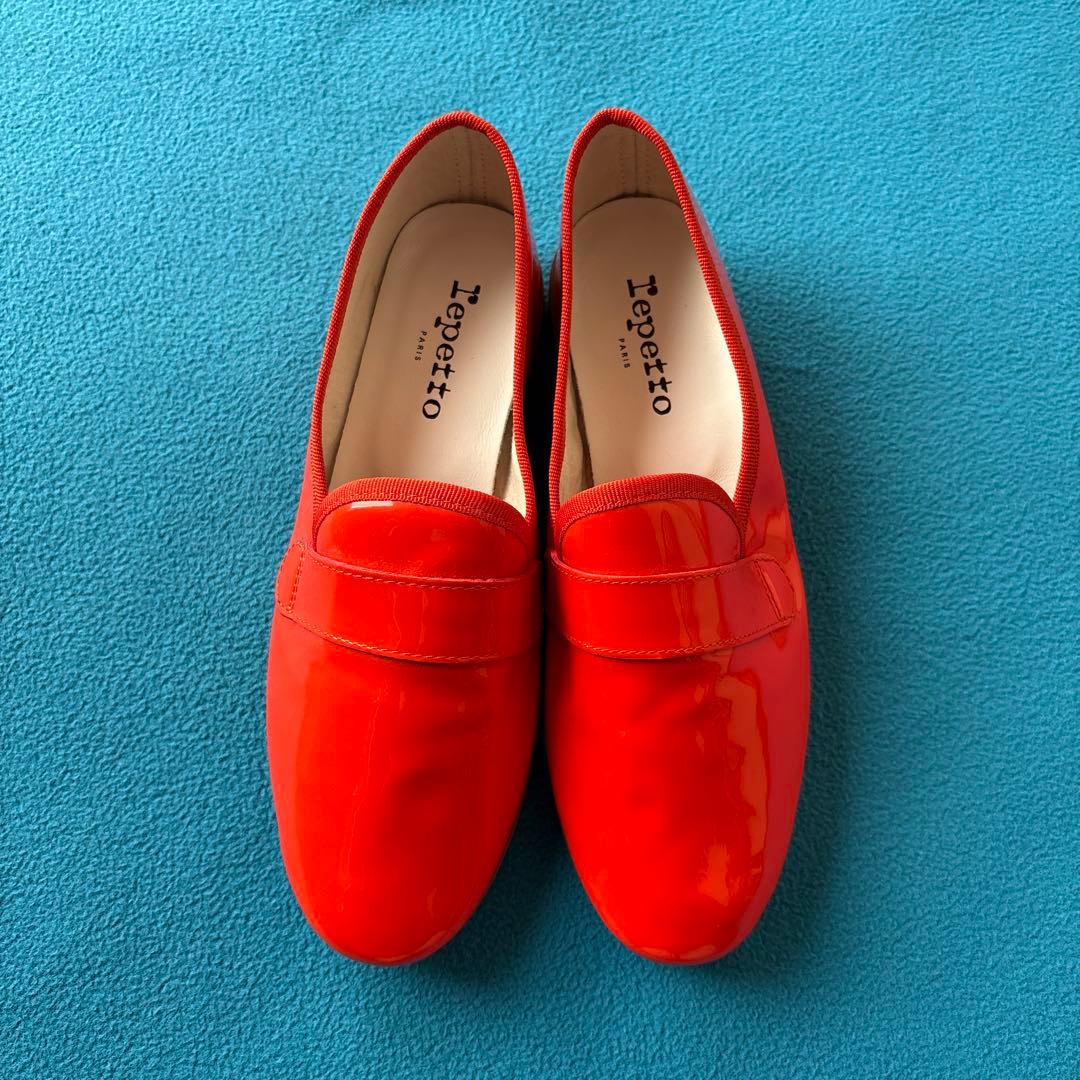 【美品】「repetto」マイケル エナメルシューズ　オレンジ
