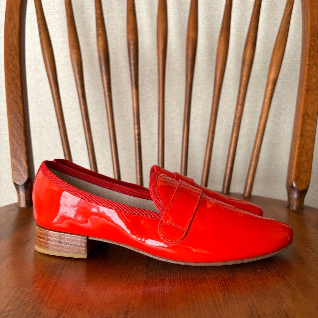 【美品】「repetto」マイケル エナメルシューズ　オレンジ