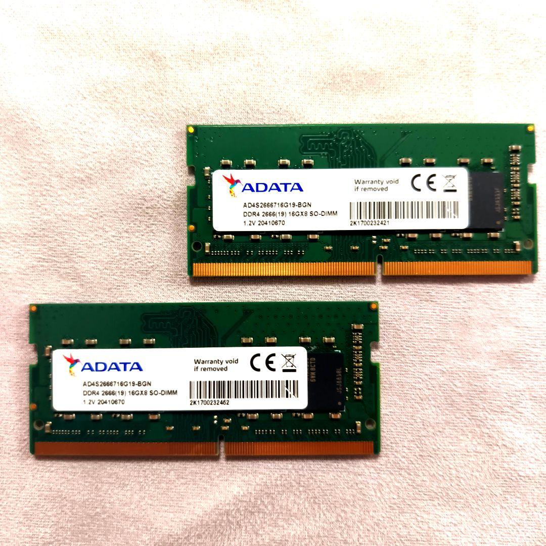 k*u様 【破格】ADATA DDR4 2666 SO-DIMM 16GB x