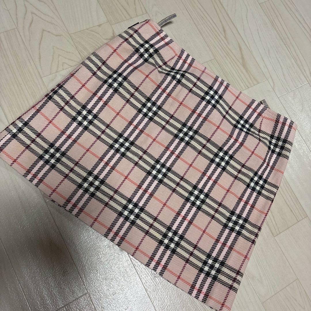バーバリー　ブルーレーベル　ノバチェック　ピンク　ミニスカート　タイトスカート