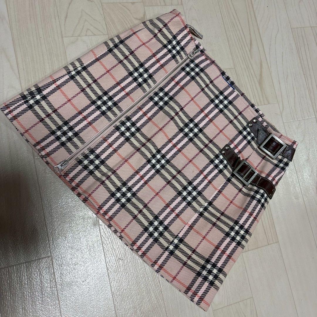 バーバリー　ブルーレーベル　ノバチェック　ピンク　ミニスカート　タイトスカート