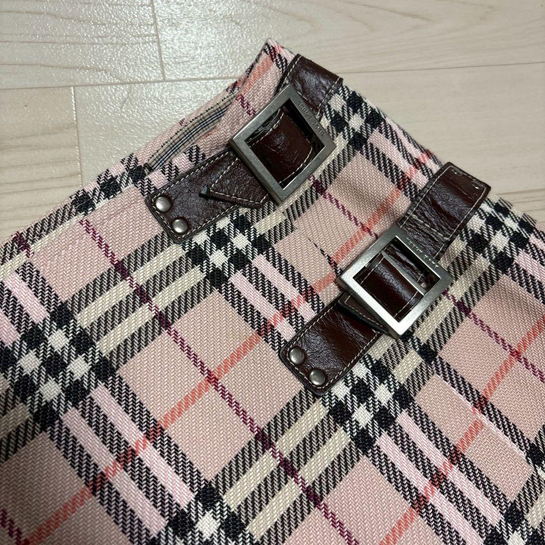 バーバリー　ブルーレーベル　ノバチェック　ピンク　ミニスカート　タイトスカート