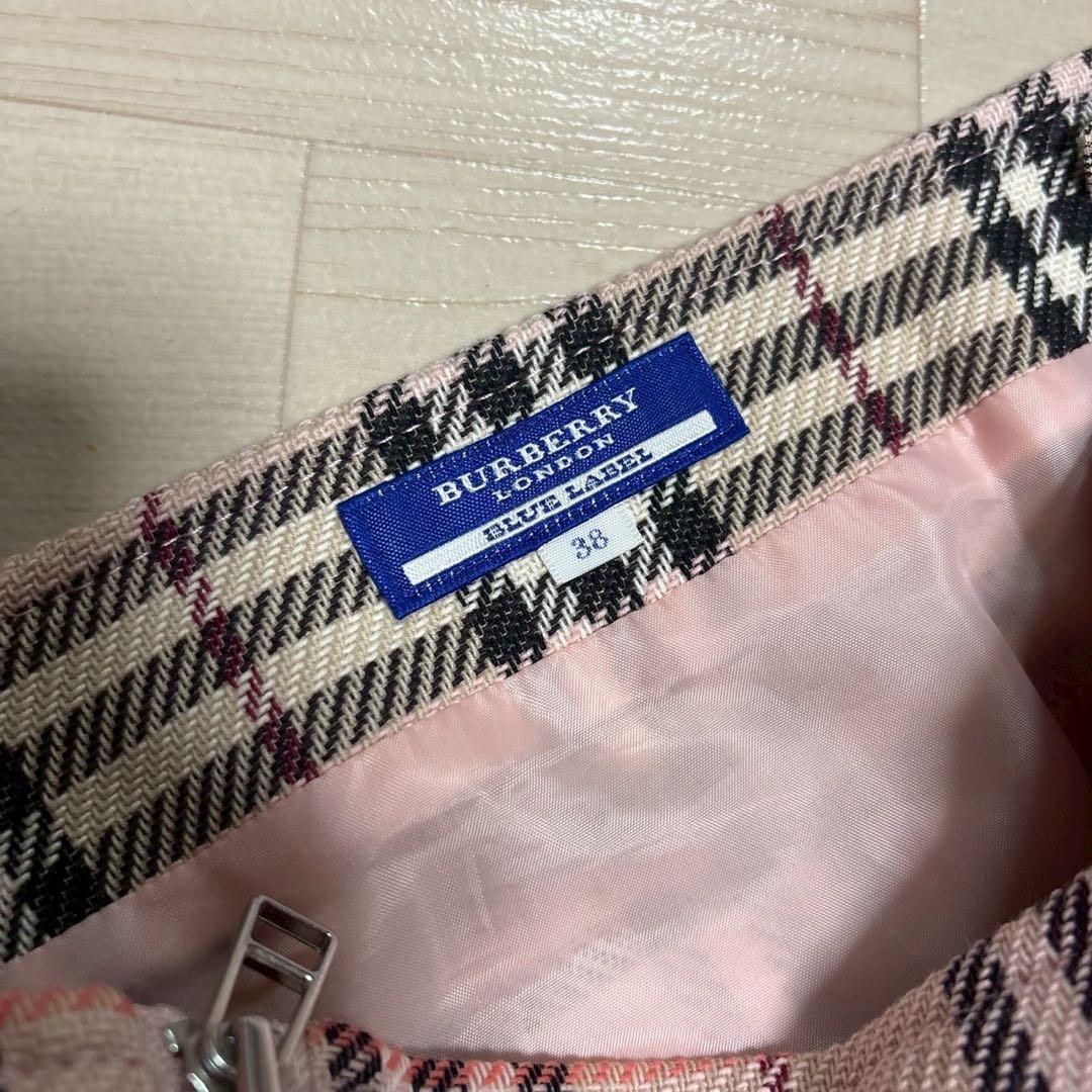 バーバリー　ブルーレーベル　ノバチェック　ピンク　ミニスカート　タイトスカート