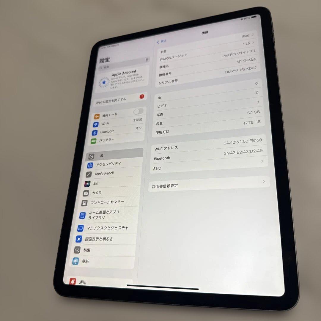 iPad Pro11インチ 第1世代 64GB バッテリー最大容量91%