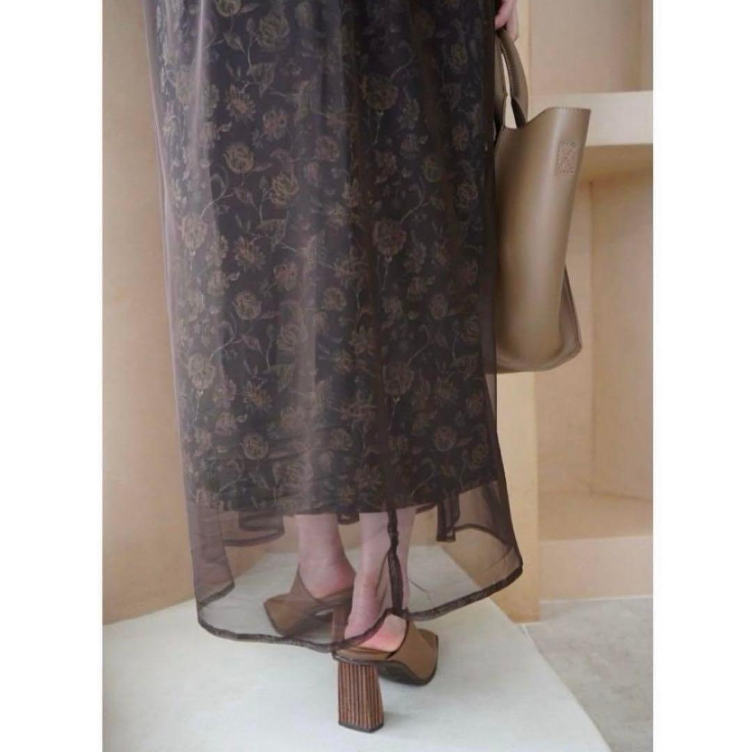 ackaブラウン　ワンピースオケージョン結婚式　二次会　シアーキャミワンピドレス