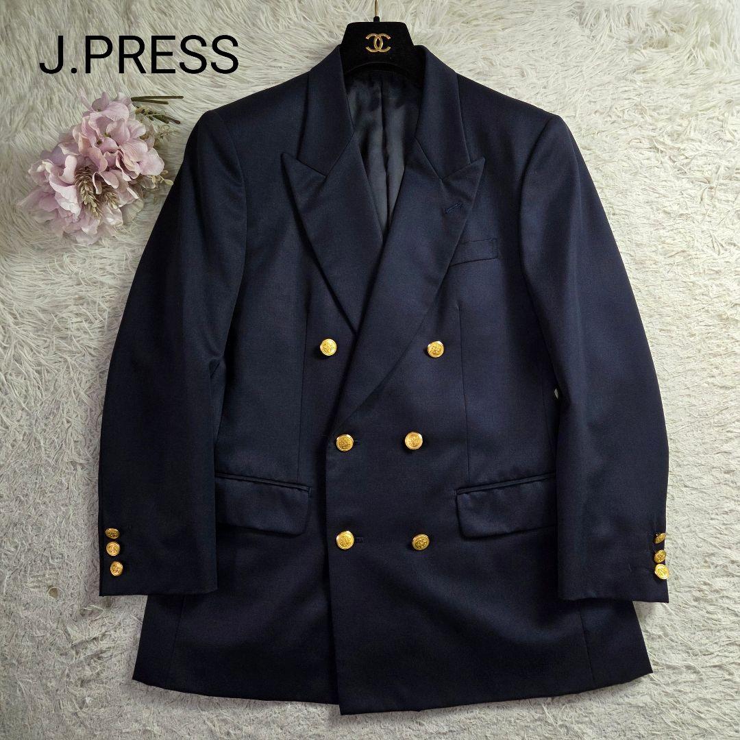 極美品 ジェイプレス ダブル 紺ブレ サイズ11 L 金ボタン 濃紺