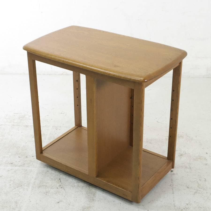 値下浜本工芸 キッチンワゴン サイドテーブル キャスター4輪 オーク　棚板欠品