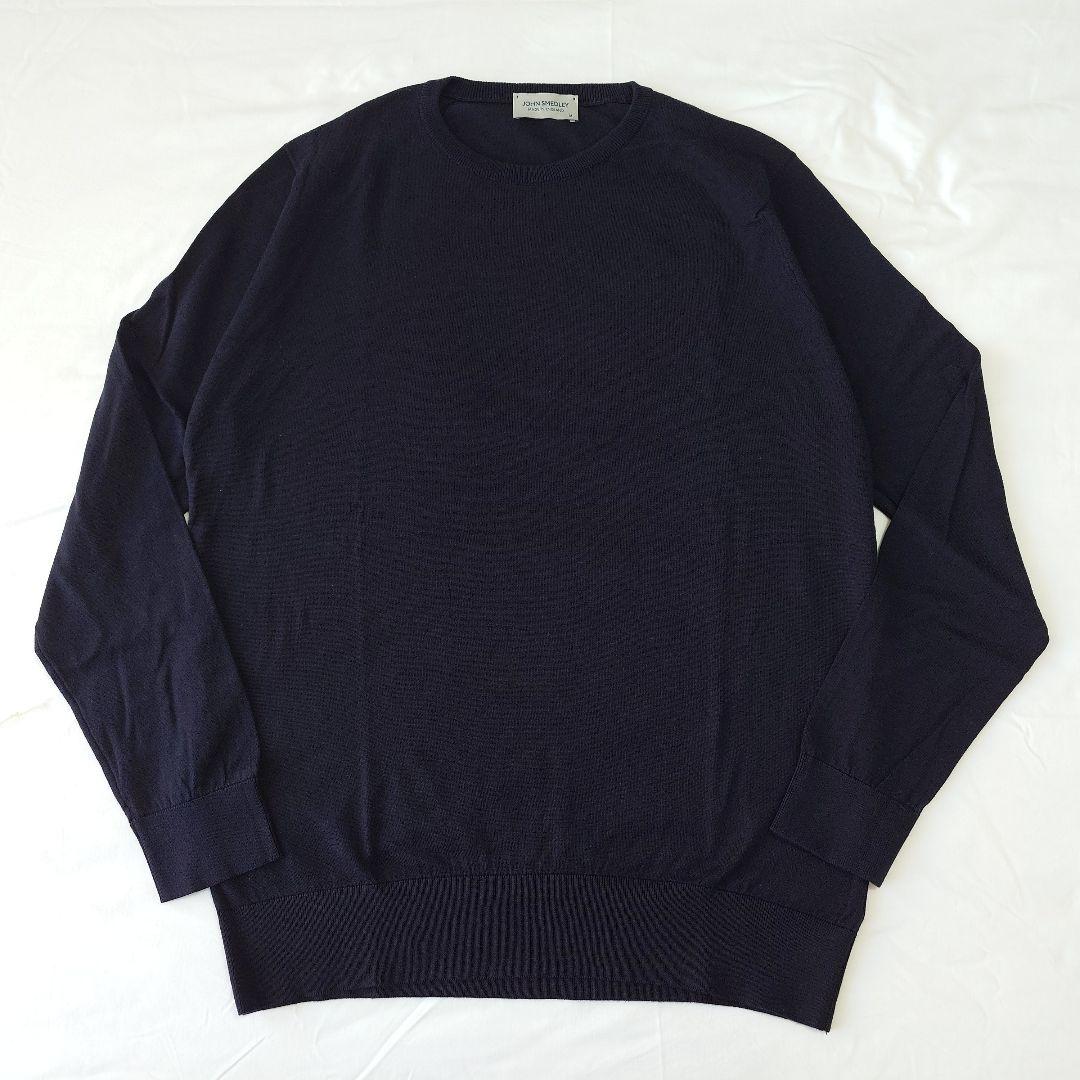 【美品】ジョンスメドレー DAVID コットンニット シーアイランド ネイビー