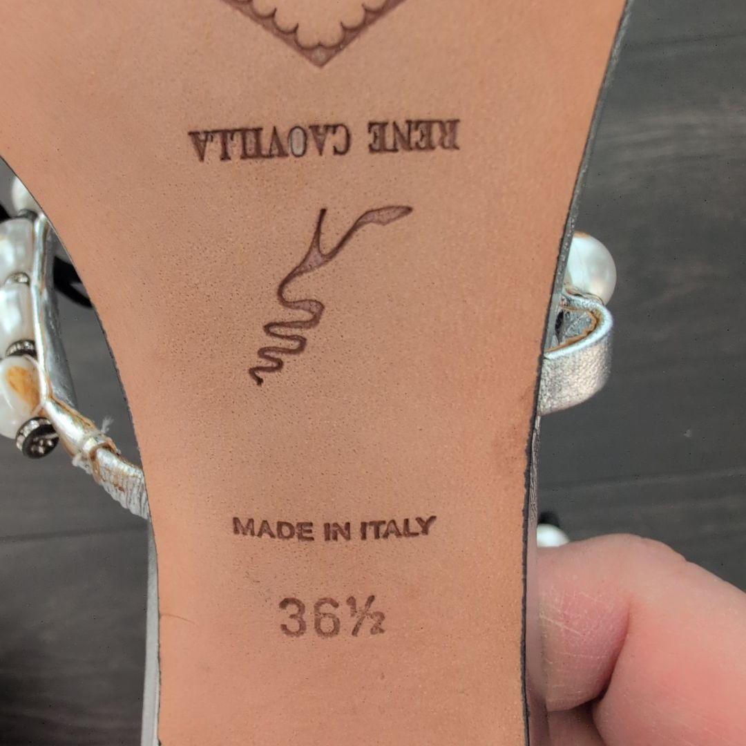 Rene Çaovilla パール装飾 ブラックミュール 36.5