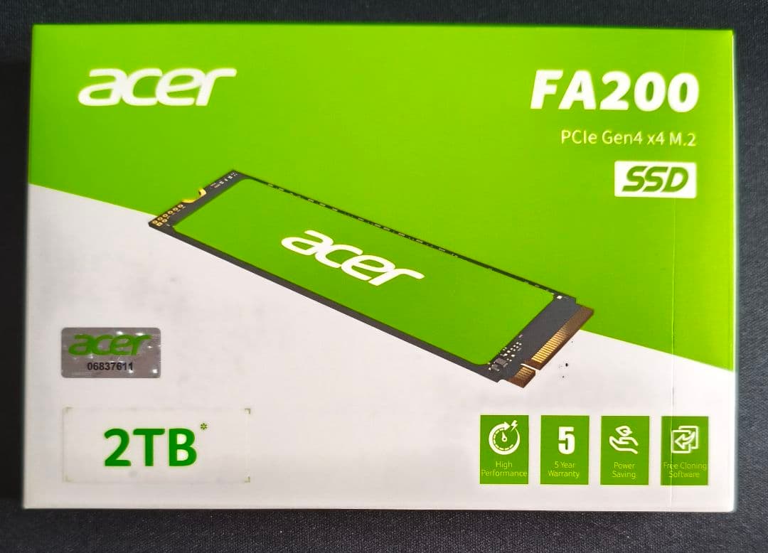 m.2SSD acer FA200 2TB （PCIE Gen4）