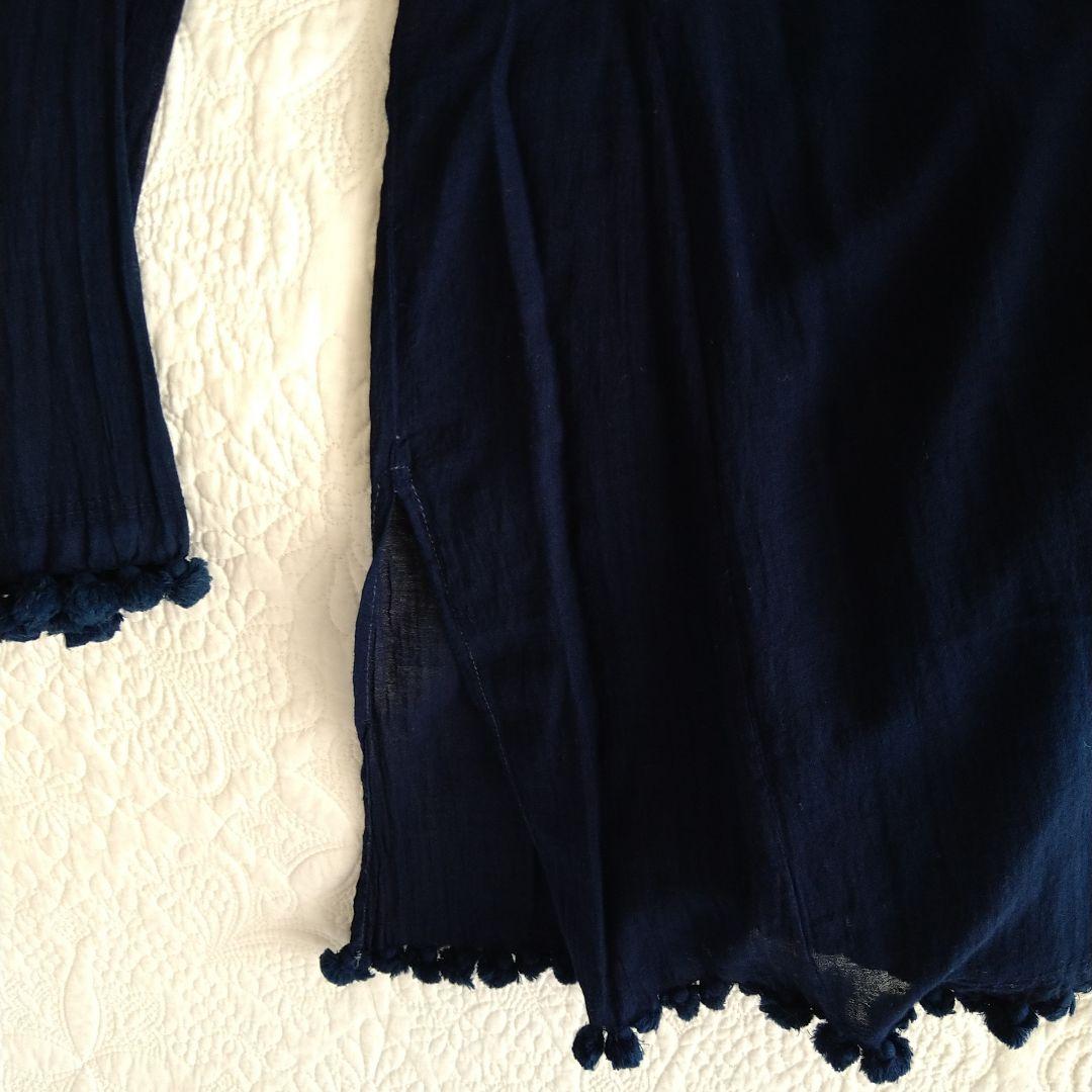 ◆美品◆ドーサDOSAインディゴ染めトップス　ポンポン付き