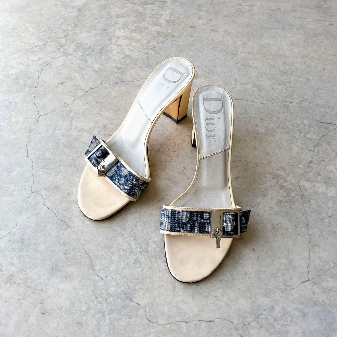 Dior ディオール ミュール サンダル ヒール トロッター柄 イタリア製