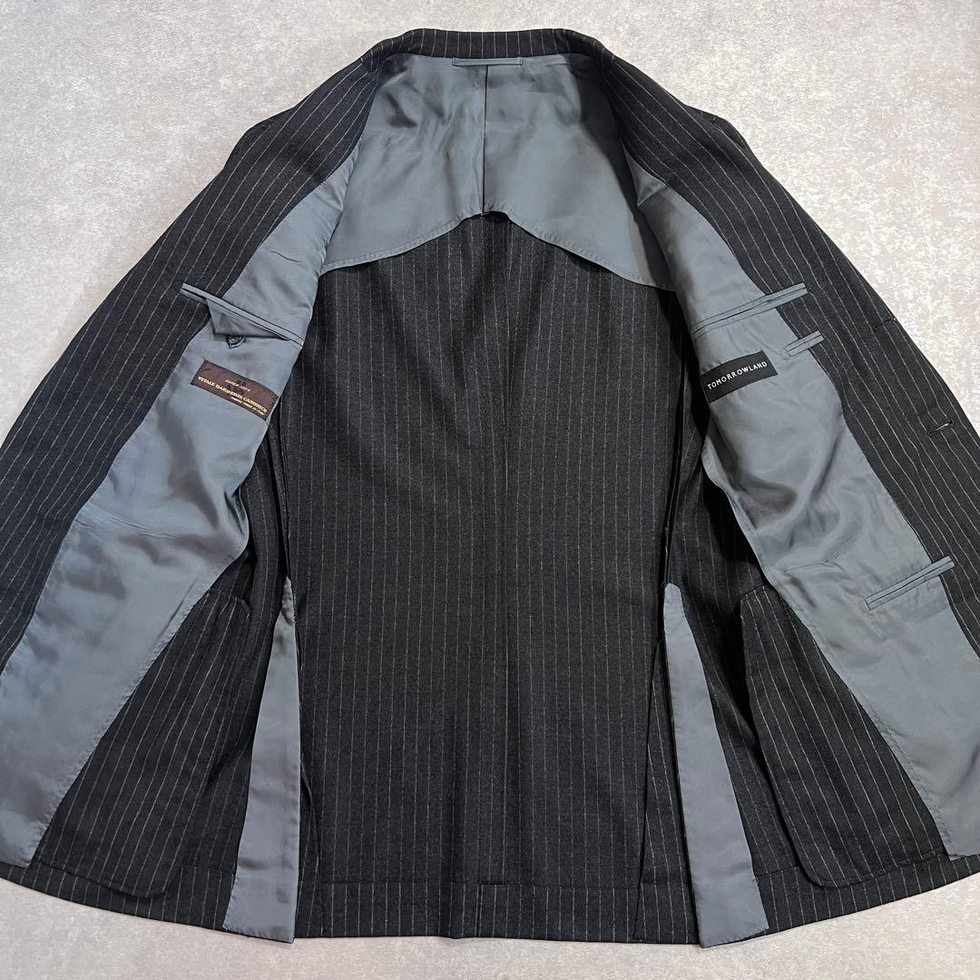 トゥモローランド カノニコウールフランネル ストライプスーツ チャコール 46