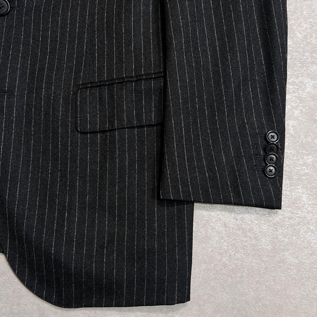 トゥモローランド カノニコウールフランネル ストライプスーツ チャコール 46