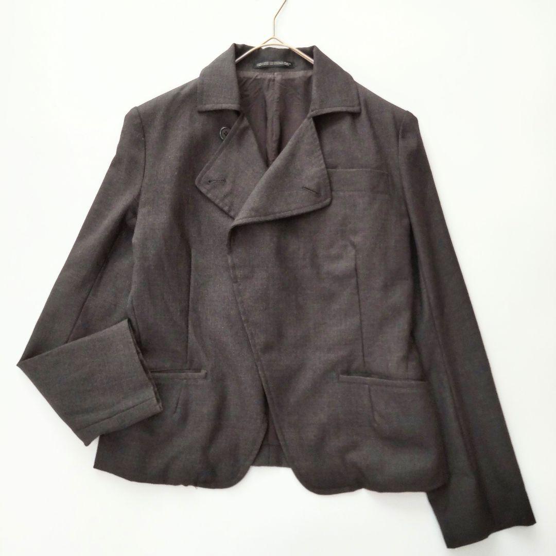 希少 Y's ワイズ 変形 テーラードジャケット グレー ウール １