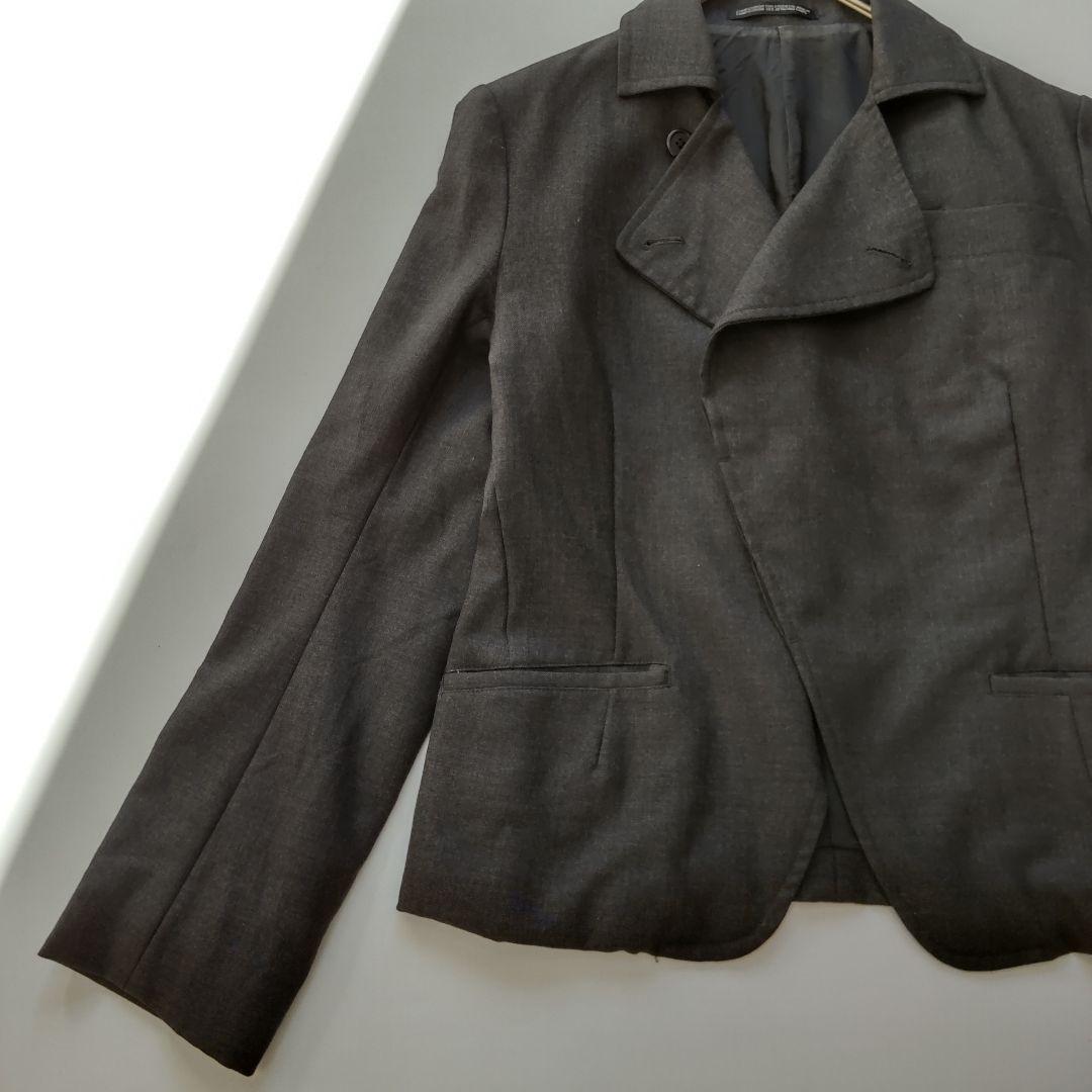 希少 Y's ワイズ 変形 テーラードジャケット グレー ウール １
