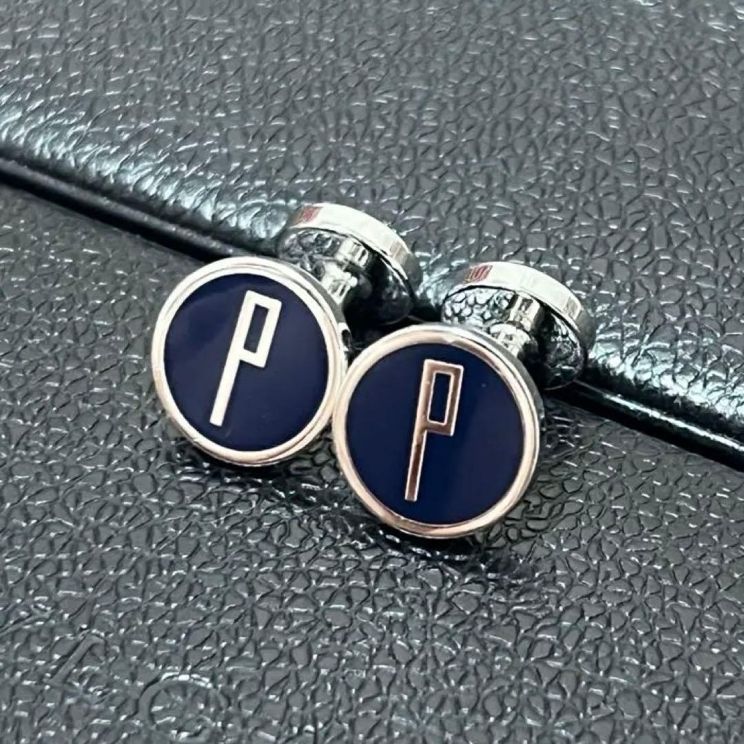 【正規品】ダンヒル dロゴ カフス シルバー×ネイビー 美品 希少モデル