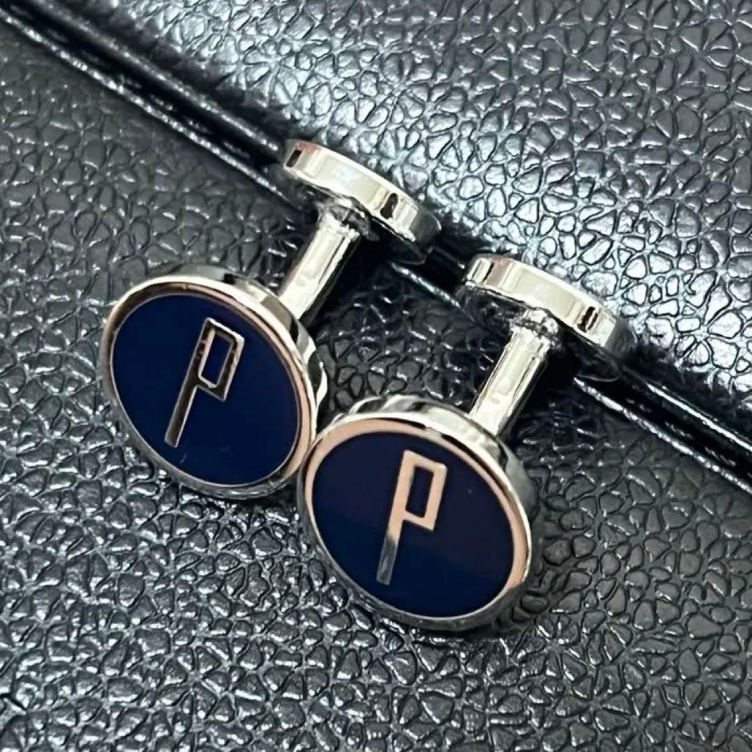 【正規品】ダンヒル dロゴ カフス シルバー×ネイビー 美品 希少モデル