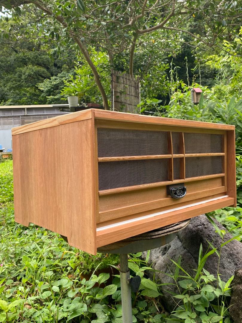 木製鳥用収納寝かせ桶　網戸付