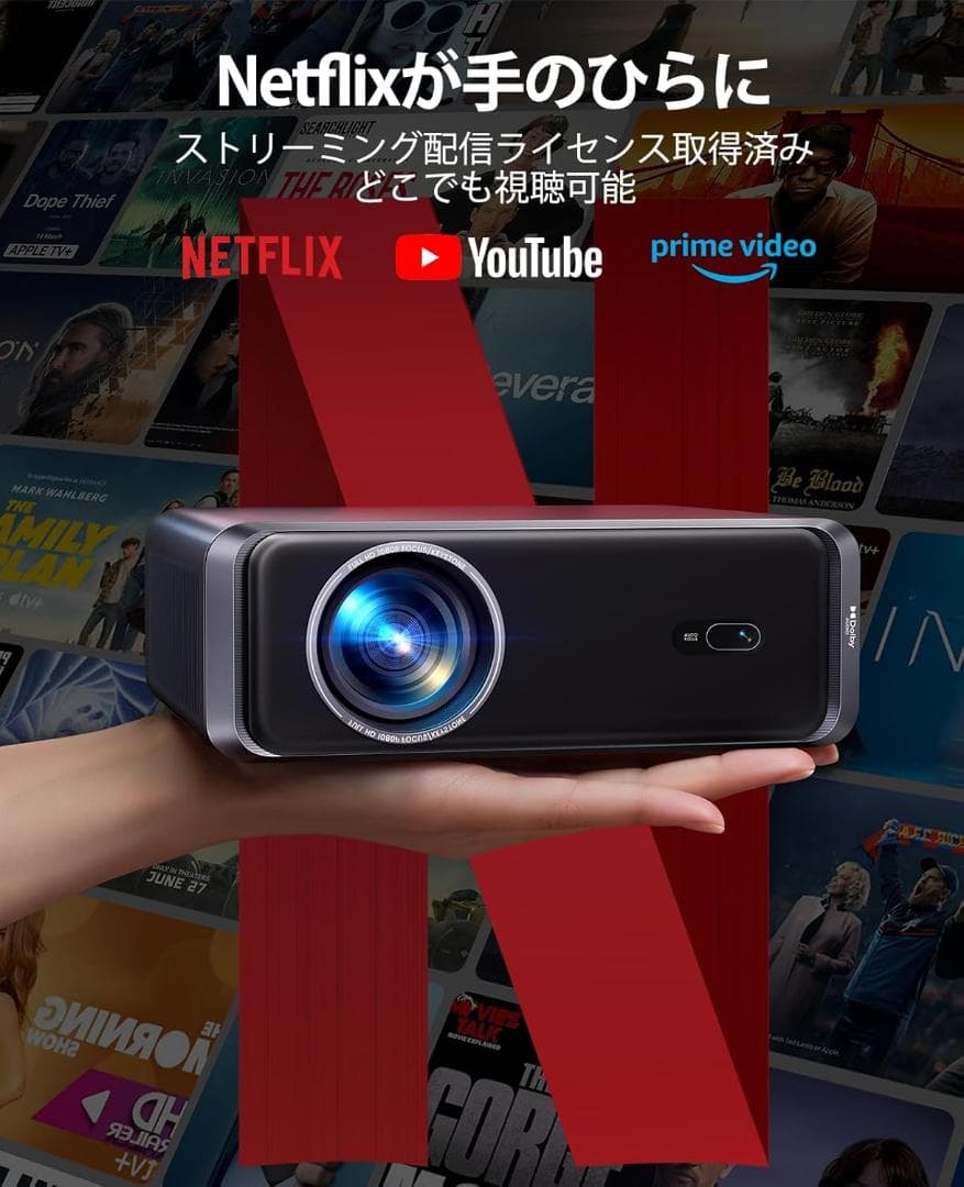 プロジェクター 4k【Netflixライセンス】1000ASNI高輝度