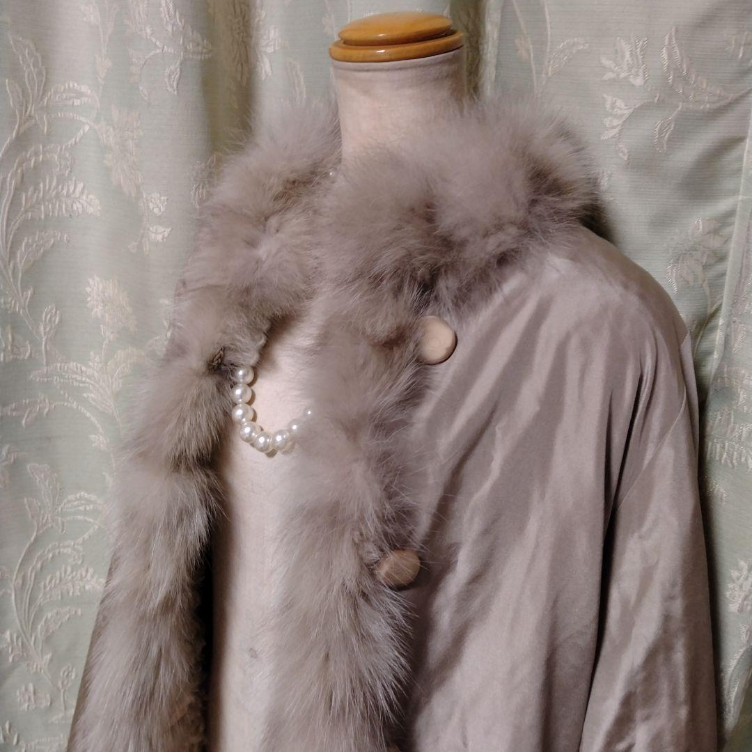 美品✩レッキス＆ブルーフォックス✩シルク✩リバーシブル✩ファーコート