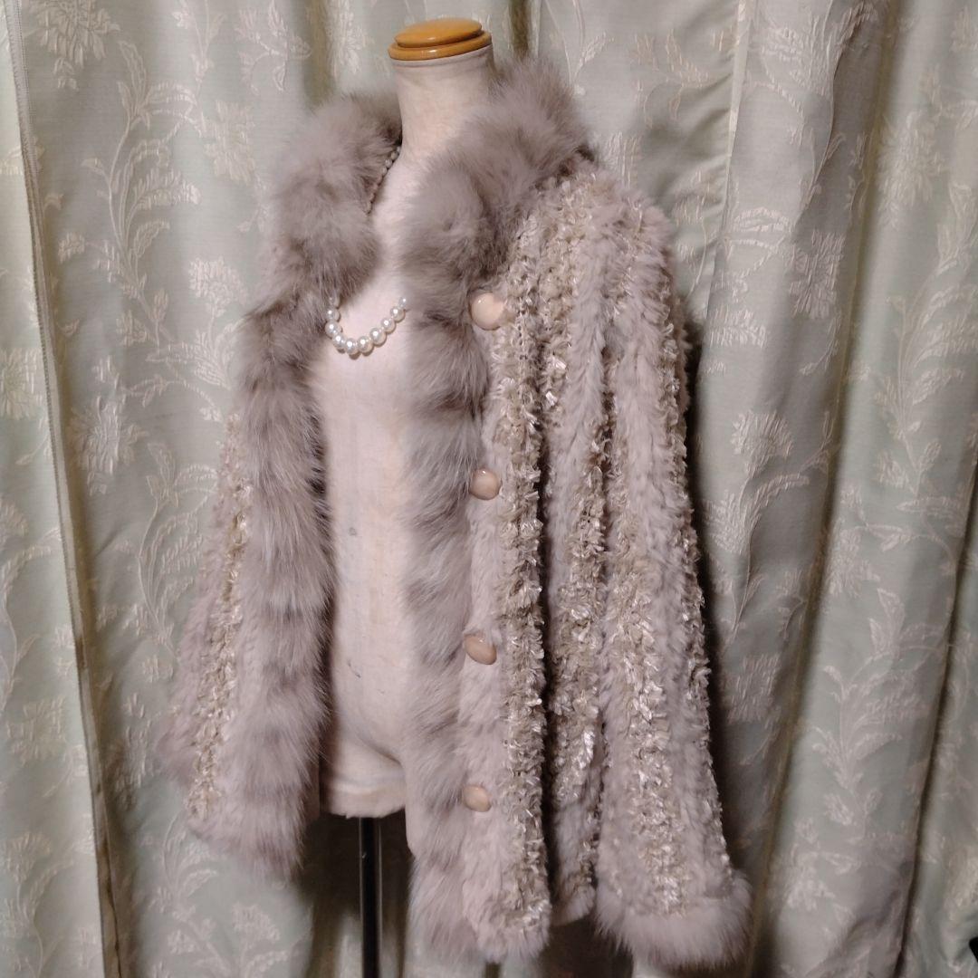 美品✩レッキス＆ブルーフォックス✩シルク✩リバーシブル✩ファーコート