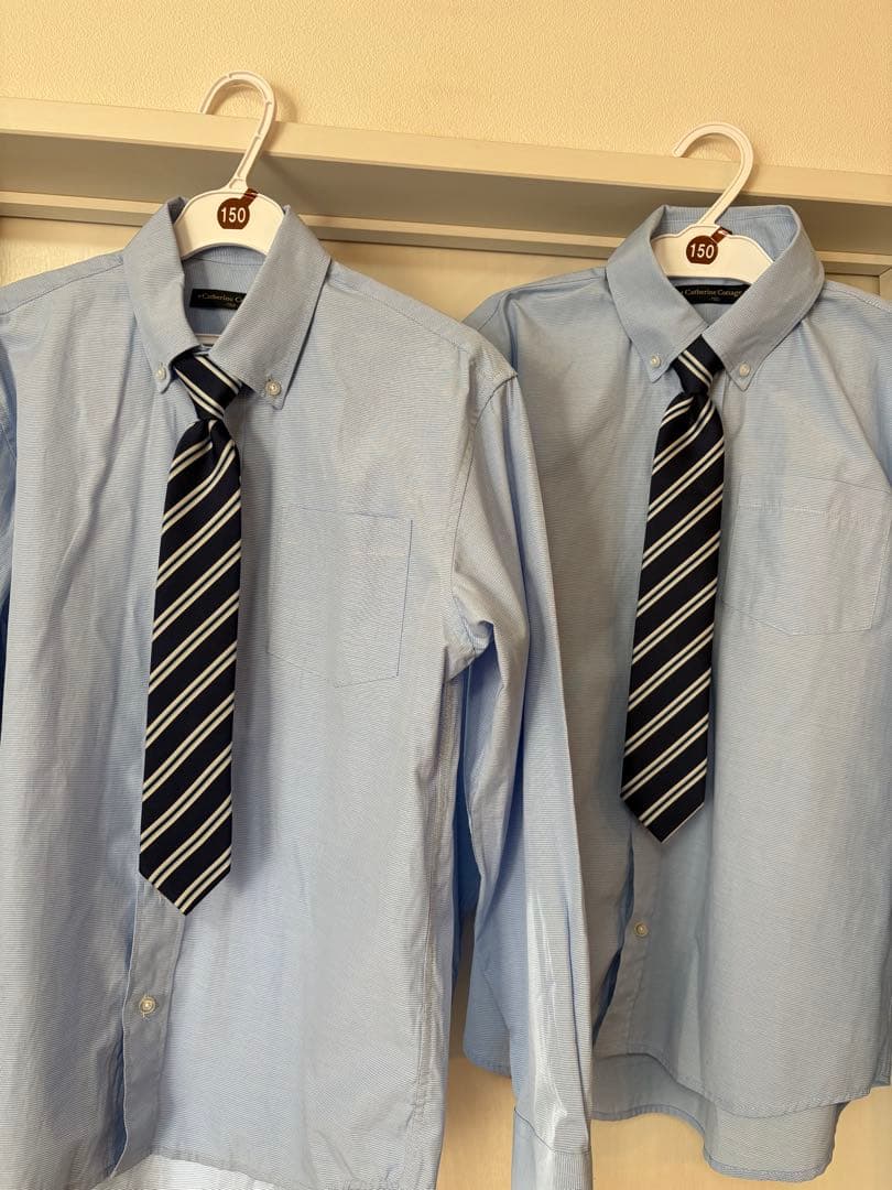 双子　150cm ストライプスーツ・シャツ　2セット