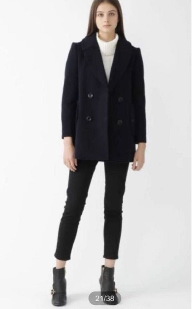 ビーバーメルトンショートチェスターコートネイビー