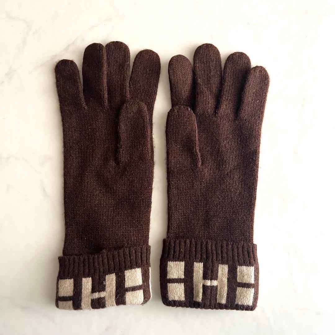 希少 エルメス マルジェラ期 手袋 ニット Hロゴ ブラウン ヴィンテージ