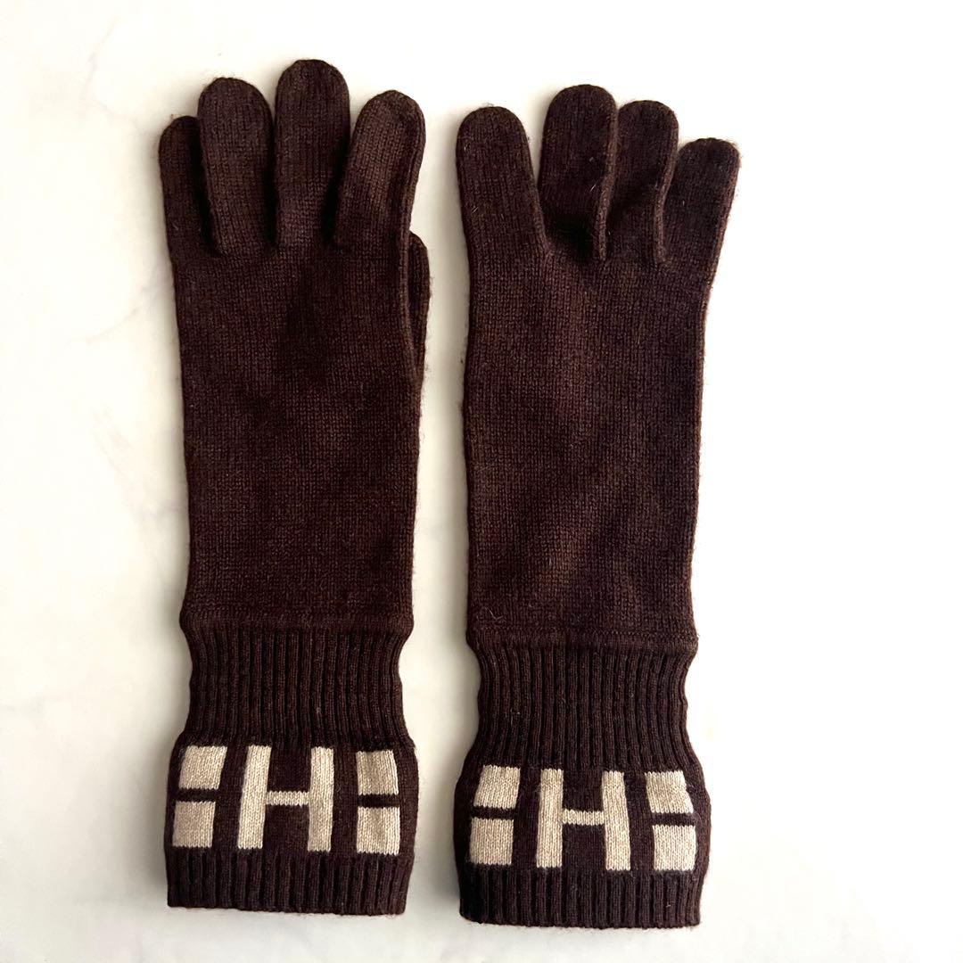 希少 エルメス マルジェラ期 手袋 ニット Hロゴ ブラウン ヴィンテージ