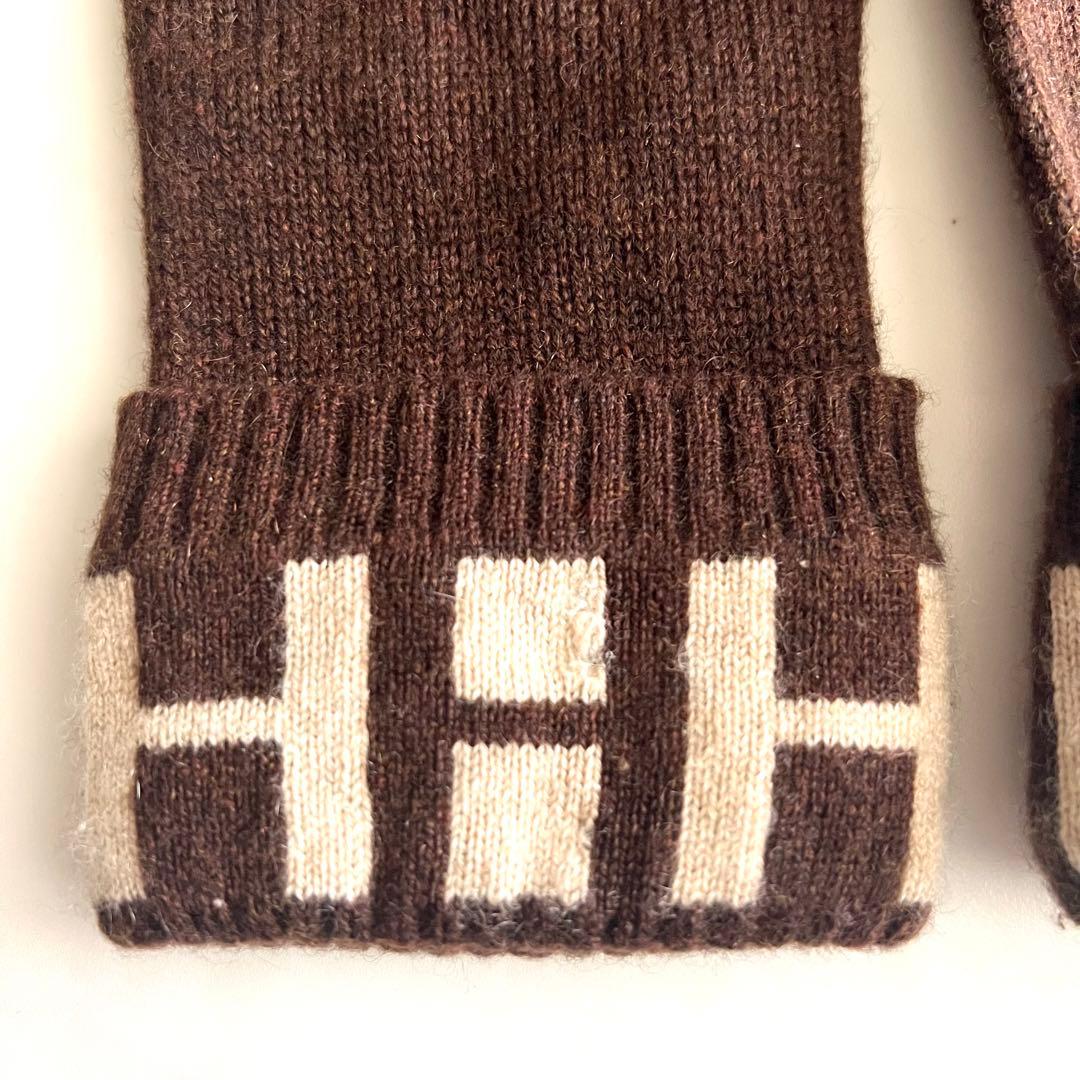 希少 エルメス マルジェラ期 手袋 ニット Hロゴ ブラウン ヴィンテージ